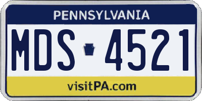PA license plate MDS4521