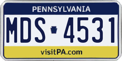 PA license plate MDS4531