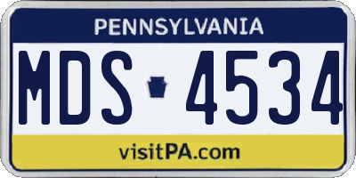 PA license plate MDS4534
