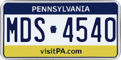 PA license plate MDS4540