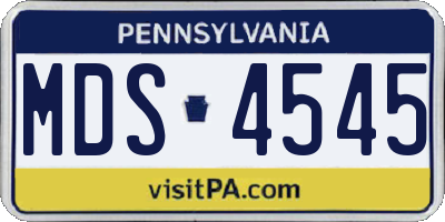 PA license plate MDS4545