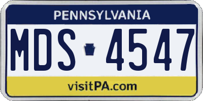 PA license plate MDS4547