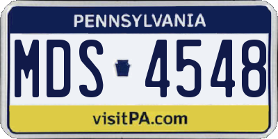 PA license plate MDS4548