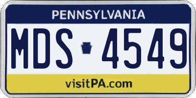 PA license plate MDS4549