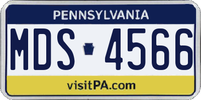 PA license plate MDS4566