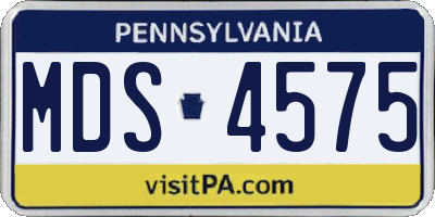 PA license plate MDS4575