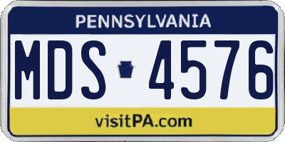 PA license plate MDS4576