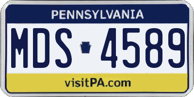 PA license plate MDS4589