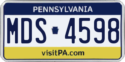 PA license plate MDS4598