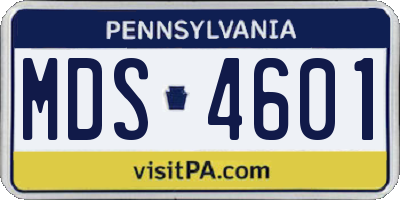 PA license plate MDS4601