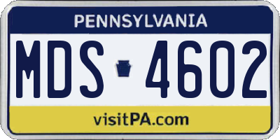 PA license plate MDS4602
