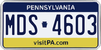 PA license plate MDS4603