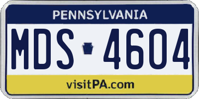 PA license plate MDS4604