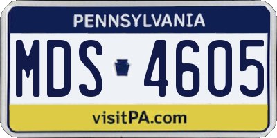 PA license plate MDS4605