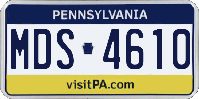 PA license plate MDS4610