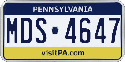 PA license plate MDS4647