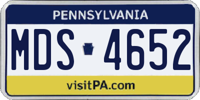 PA license plate MDS4652