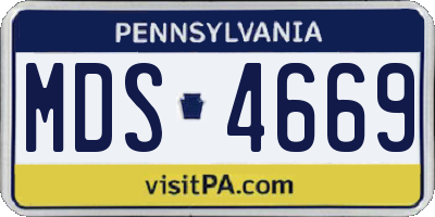 PA license plate MDS4669