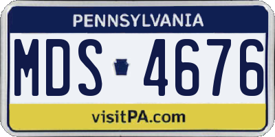 PA license plate MDS4676