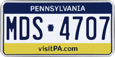PA license plate MDS4707