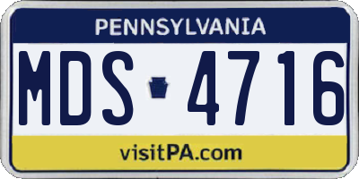 PA license plate MDS4716