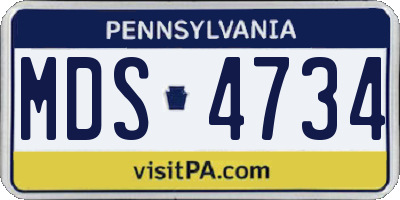 PA license plate MDS4734