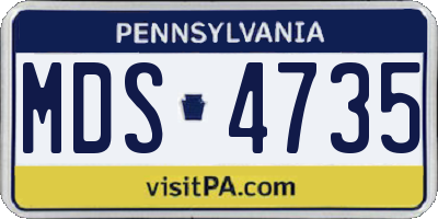 PA license plate MDS4735