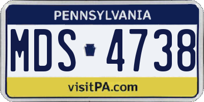 PA license plate MDS4738