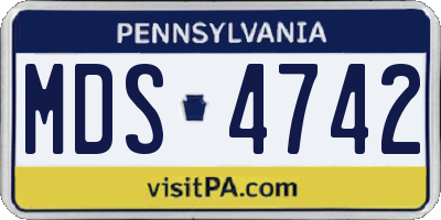 PA license plate MDS4742