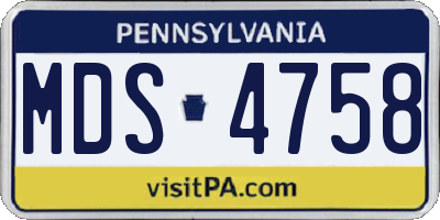 PA license plate MDS4758