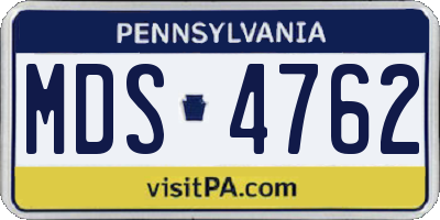PA license plate MDS4762