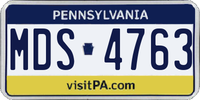 PA license plate MDS4763