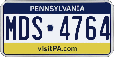 PA license plate MDS4764