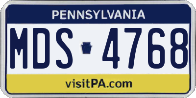 PA license plate MDS4768