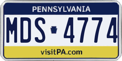 PA license plate MDS4774