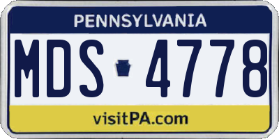 PA license plate MDS4778