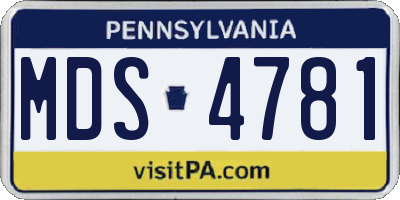 PA license plate MDS4781