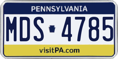 PA license plate MDS4785