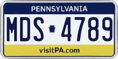 PA license plate MDS4789