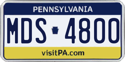 PA license plate MDS4800