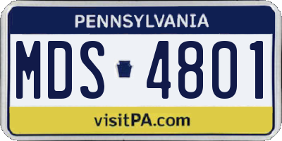 PA license plate MDS4801