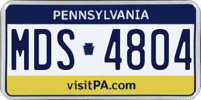 PA license plate MDS4804