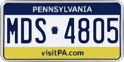 PA license plate MDS4805