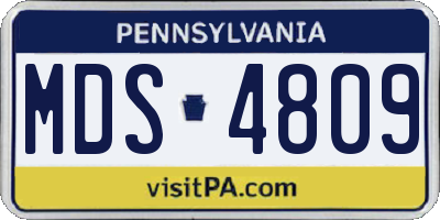 PA license plate MDS4809