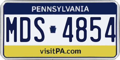 PA license plate MDS4854