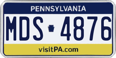 PA license plate MDS4876