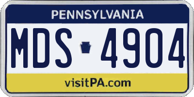 PA license plate MDS4904