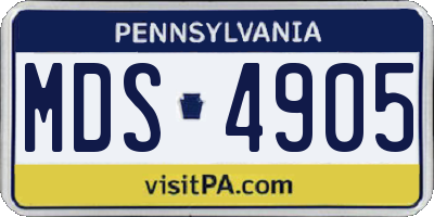 PA license plate MDS4905