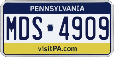 PA license plate MDS4909