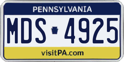 PA license plate MDS4925